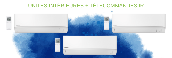 Composition du pack tri-splits avec trois unités intérieures TZ et trois télécommandes infrarouge